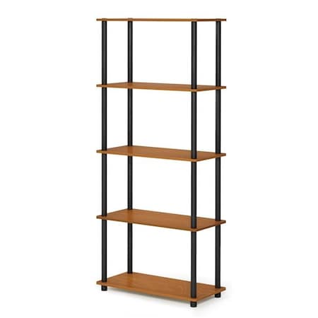 Furinno Furinno 17091LC-BK Turn-N-Tube 5-Tier Multipurpose Shelf Display Rack - Light Cherry & Black 17091LC/BK
